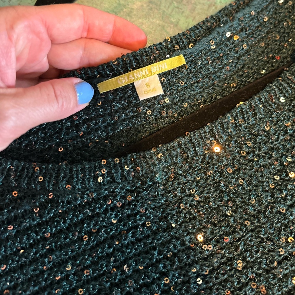Hunter Green & Gold Sequin Sweater